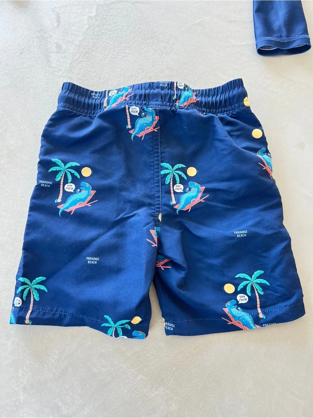 Toddler Kids Rashguard & Shorts Set  'Ride‎ The Waves' Navy & White 3T